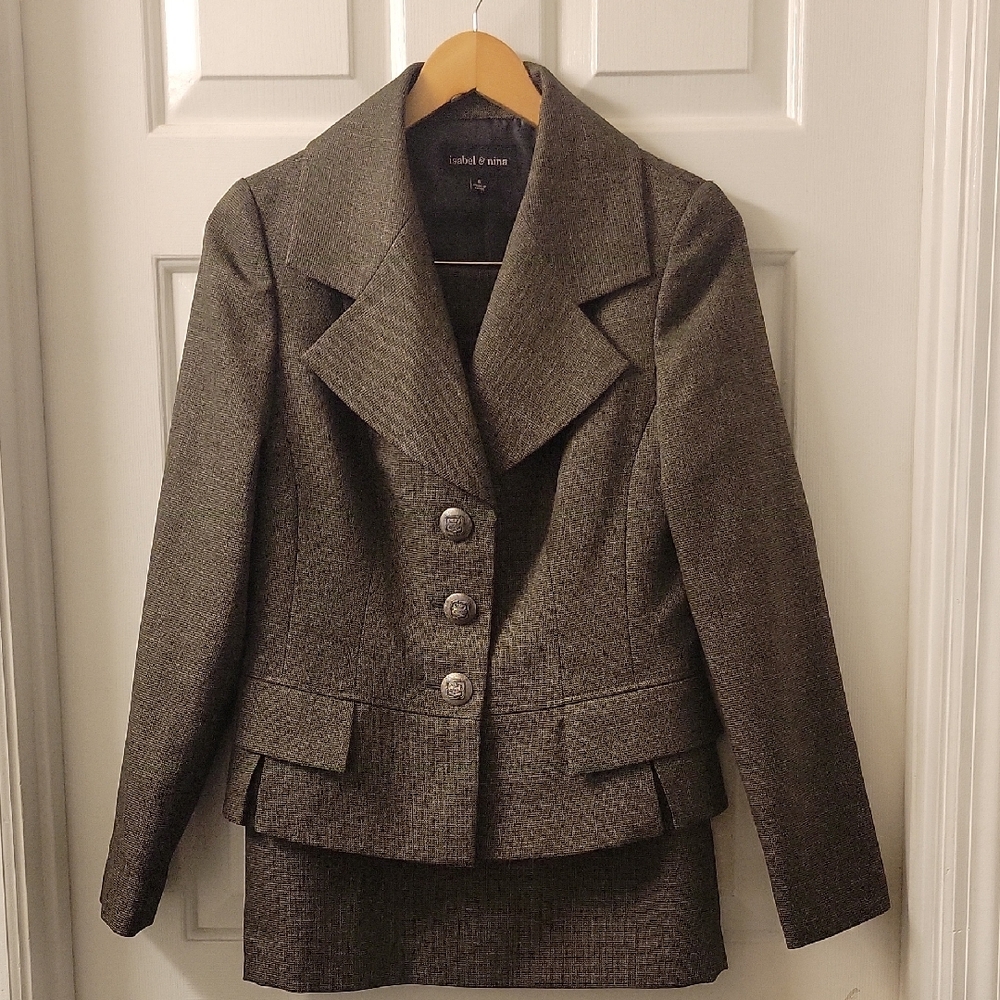 Isabel & Nina Women's Dark Brown Blazer & Skirt Suit